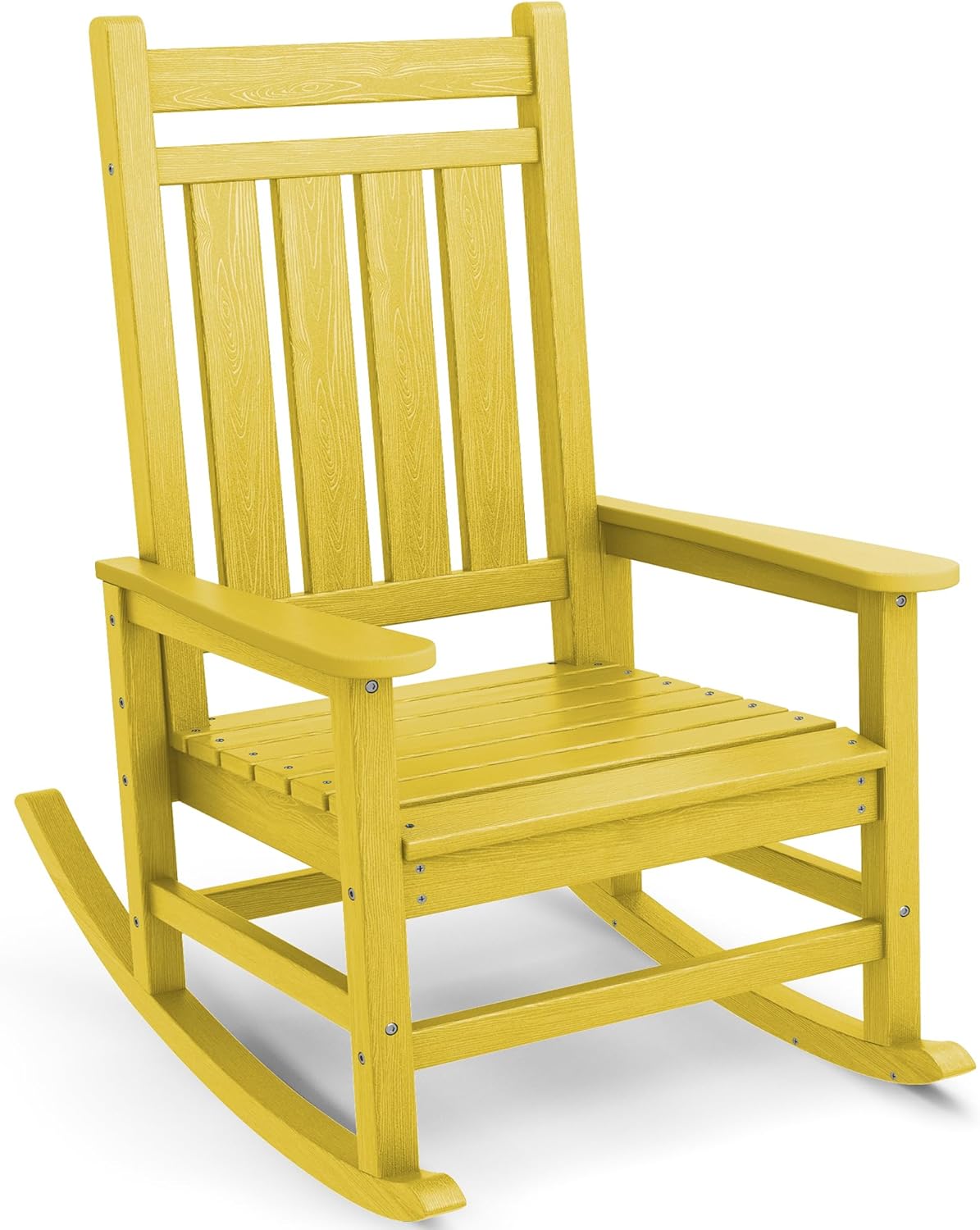SEWALL HDPE Rocking Chair, Oversized Outdoor Rocking Chair for Adults, Patio Rocker for Porch, Yellow