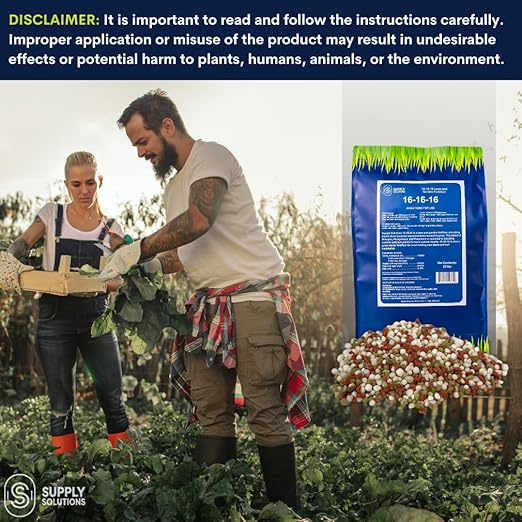 Supply Solutions 16-16-16 Complete Lawn & Garden All Purpose Granular Fertilizer - The Ultimate Plant Food for Lush Greenery & Vibrant Blooms - for All Plants, Vegetables, Fruits, and Berries - 25lbs