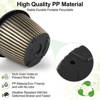 16 inch Large Planter Indoor Outdoor Plant Pots, 4 Pack Plastic Flower Pots with Saucer And Drainage Holes, Modern Garden Planters For Planting Medium Large Plants, Decorative Resin Garden Pots