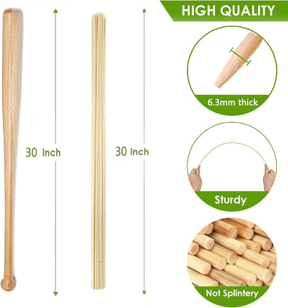 125 PCS 2.5FT Bamboo Plant Stakes 6.3mm Thick – 30-Inch Bamboo Sticks for Plants, Tomatoes, Beans, Climbing Plants – Smores Sticks & Marshmallow Sticks for Fire Pit and Campfire – VESYMAN