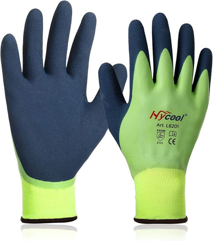 Waterproof Work Gloves for Men and Women, Hycool Thermal Insulated Freezer Rubber Coated Gloves,Super Grip L6201