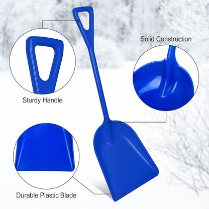 Frienda 3 Pieces Plastic Snow Shovel 43 x 14 Inches Heavy Duty Hygienic Shovel with D Shaped Grip Handle Large Durable Seamless Snow Scoop for Kitchen Gardening (Orange,Blue，Black)