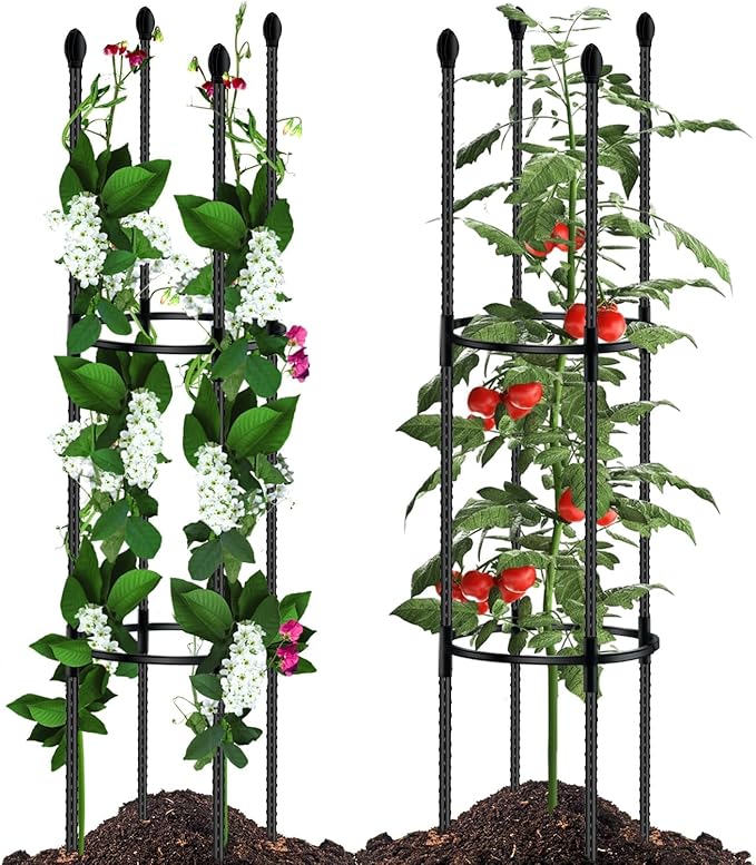 Tomato Cages for Garden Sturdy Metal Plant Stakes SupKing 2 Pack 47 Inch Tall Adjustable Heavy Duty Plant Support Cage Trellis for Outdoor Climbing Rose Vegetables Plants Flowers Comes 20 Twist Ties