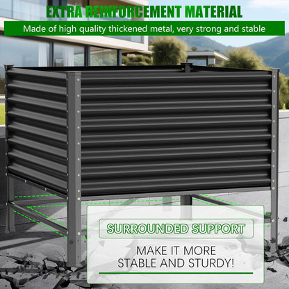 Doniks Raised Garden Bed with Legs, 48×48×37in Large Outdoor Metal Galvanized Garden Planting Box,1200lb Capacity for Vegetables Lawn Green Flowers, Fruits, Terrace