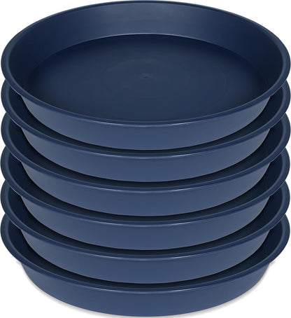 6 Pack Plant Saucer Drainage Tray, Plastic Plant Water Tray, 6 inch Flower Saucers for Indoors, Plant Dishes for Pots Base (6 inch, Blue)