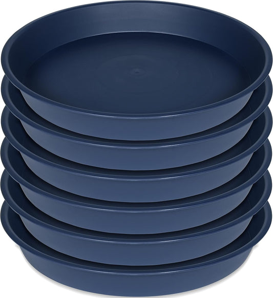 6 Pack Plant Saucer Drainage Tray, Plastic Plant Water Tray, 6 inch Flower Saucers for Indoors, Plant Dishes for Pots Base (6 inch, Blue)