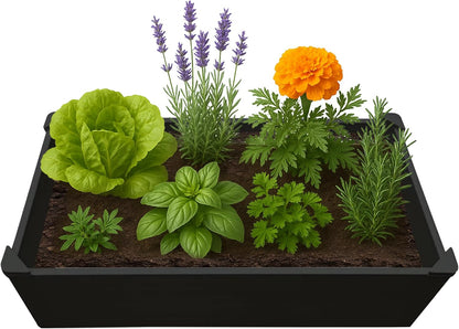 Raised Garden Bed - 2x4 ft Planter Box - Black HDPE - No Tools Needed - DIY Kit for Urban Gardening, Flowers, Herbs & Vegetables - Made in The USA