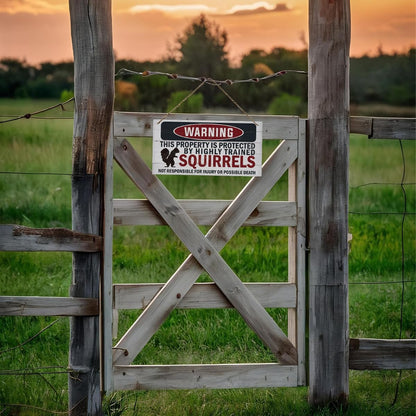 Warning Signs, The Property is Protected By Highly Trained Squirrels Sign, Decorative Wood Hanging Wood Plaque, Funny Warning Decor, Door Gate Hanger, Cute and Funny Garden Decor, Yard Decor