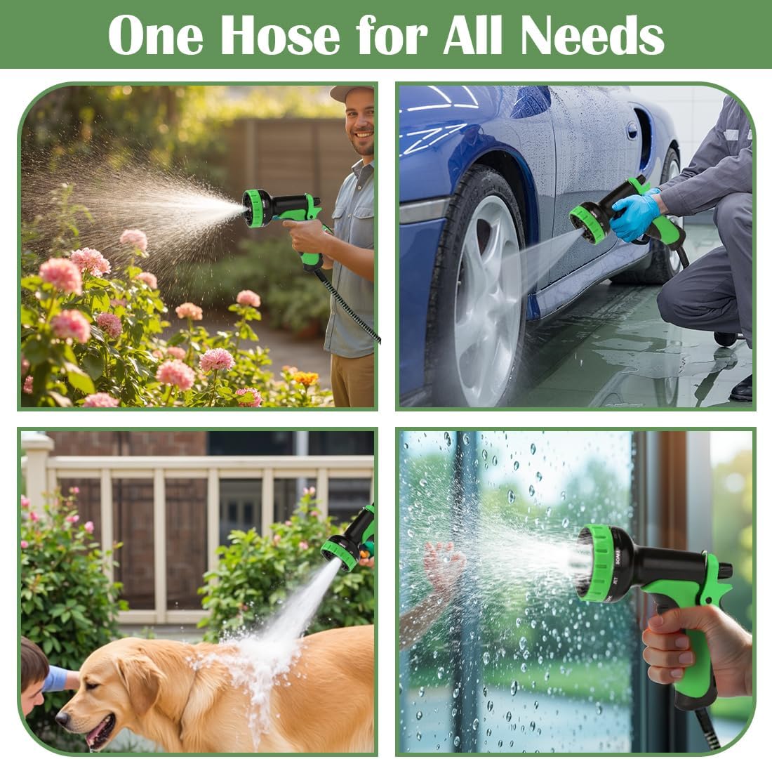 5 Gallon Nursery Pots (10-Pack) + 50ft Garden Hose with Spray Nozzle + 3-in-1 Soil Tester for Moisture/Light/pH | All-in-One Gardening Kit for Indoor/Outdoor Plants, Gardening Gifts for Women