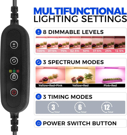 Barrina CX83 Plant Shelf with Grow Light, 5-Tier, Plant Stand with 10W Ultra-Thin Grow Light Panels for Hydroponics, Seedlings, Succulents, Flowers, Veg, 3/6/12h Timer, 15.7" L x 11.8" W x 59.1" H