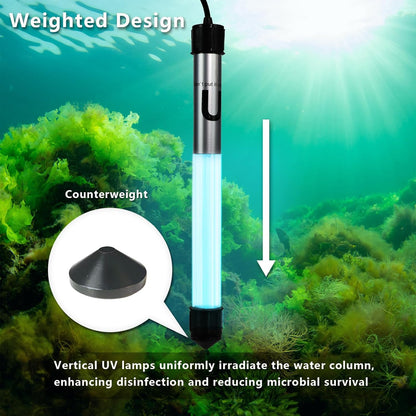 20W Pond UV Light for 100-1000 Gallon, Aquarium UV Light, UV Water Clarifier for Koi Pond, Cold Plunge, Aquarium, Swimming Pool, Spa and Fish Tank Algea Control