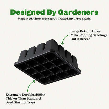 Epic Gardening Reusable Seed Starter Tray - 16 Cell/16 Seedling Starter Trays - Easy Watering, Indoor Greenhouse, Plant Starter, Gardener-Friendly for Seedlings | UV-Treated & BPA-Free - Black