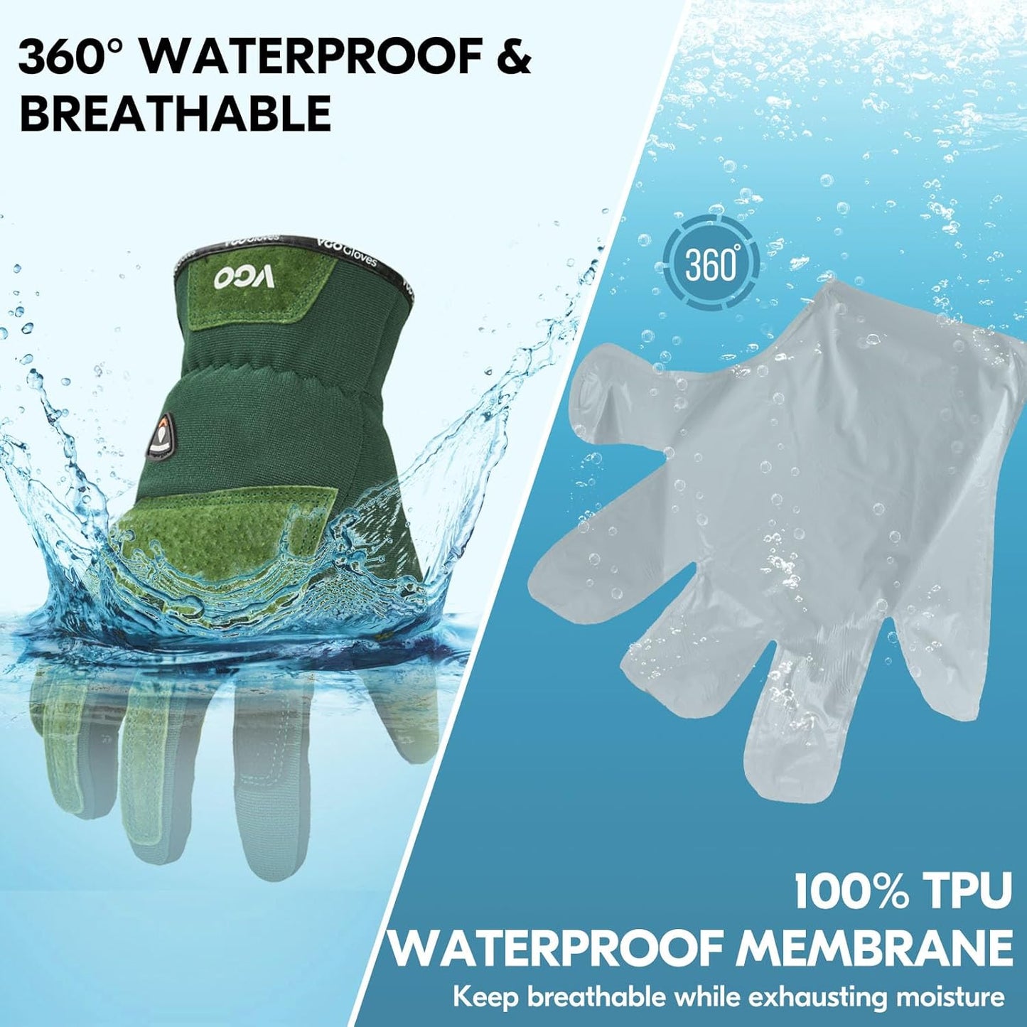 Vgo... Winter Gardening Gloves Women,Safety Work Gloves, Puncture-proof,Thornproof,Touchscreen(1 Pair,M,Green,SL7471FLWP)