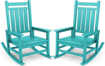 SERWALL Oversized Outdoor Rocking Chair Set of 2, HDPE Rocker for Adults, Patio Rocking Chairs for Porch, Aruba