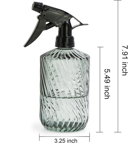 OFFIDIX Fine Mist Plant Mister,Handheld Pressure Glass Spray Bottles,0.45L/15.22oz Watering Can with Adjustable Nozzle for Outdoor Indoor Gardening and Cleaning Work(Diagonal Light Green)