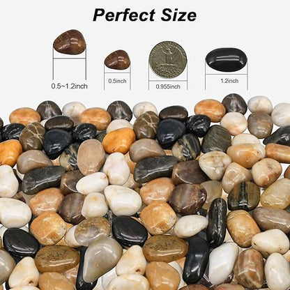 Fish Tank Rocks,Virekm River Rocks, Decorative Ornamental Pebbles Garden Landscaping Stones Gravel Filler for Home Decoration Flower Bed Fish Tank Plants Vases Succulents (10 Pounds)