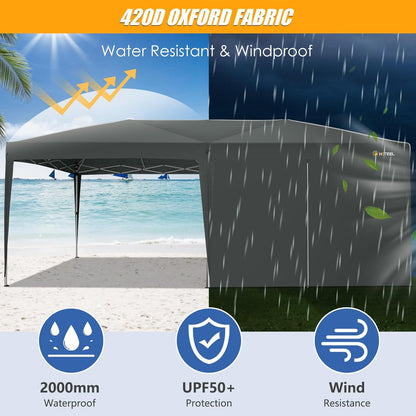HOTEEL 10x20 Pop up Canopy with 6 Sidewalls, One Push Instant Setup Outdoor Canopy Tent with Reinforce Rod, Weight Bag, for Parties, Events, Gray