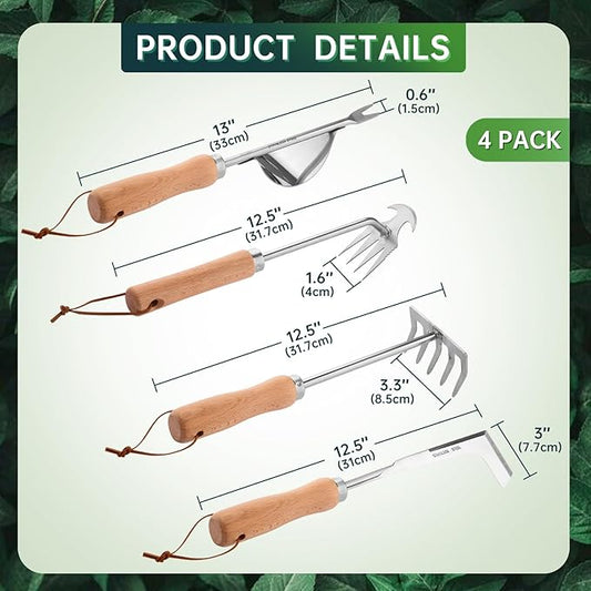 Hand Weeder Tool, 4 Pack Weed Puller Tool, Garden Stainless Steel Weeder Tool Hand Weeder Tool, Multi-Purpose Weed Remover Tool Weeding Tools for Garden Lawn Edger and Driveway