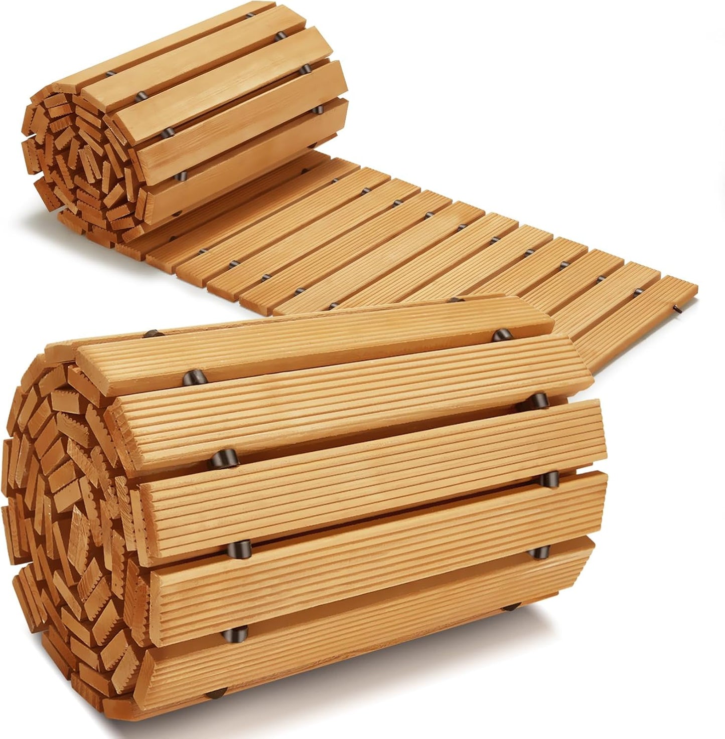 8FT Wooden Garden Pathway,Outdoor Roll Out Decorative Straight Walkway,Weather-Resistant Patio Path,Non-Slip Pavers Boardwalk for Garden, Backyard, Beach, Wedding Party Pathways