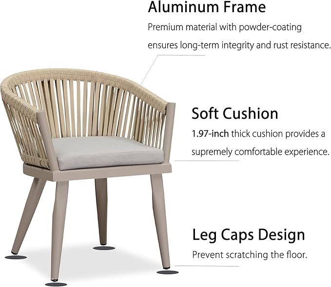 PURPLE LEAF 9 Pieces Outdoor Dining Set with Patio Aluminium Square Dining Table and Wicker Rattan Chairs Modern Furniture Cushions Sets for Backyard Indoor Decor Kitchen Champagne