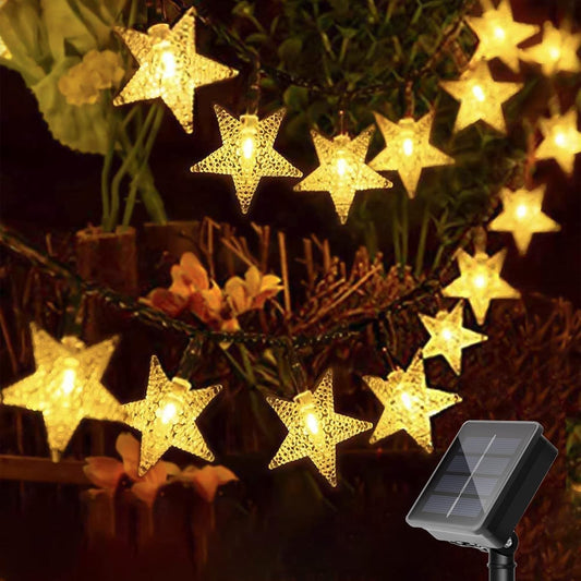 Twinkle Solar Star String Lights Outdoor Waterproof Fairy Lights 39FT 100 LED with 8 Lighting Modes for Camping Garden Wedding Party Tree Holidays Backyard Patio(Warm White)