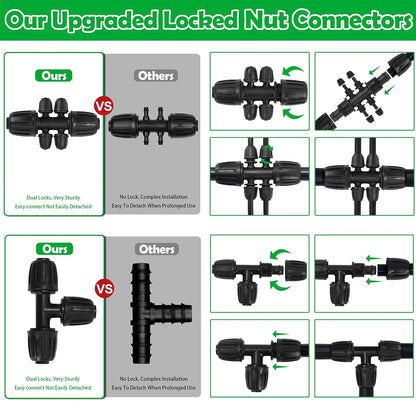 Upgraded Drip Irrigation System, 233FT Automatic Irrigation System, Watering Misting System for Greenhouse/Garden/Yard/Lawn, Micro Drip Irrigation Kit with 1/4 inch 1/2 inch Irrigation Tubing