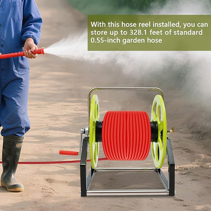 Metal Hose Reel for 0.55in Hose Reel, 28.1ft Garden Hose with Brackets and Handle for Watering Lawn and Flowers, Car
