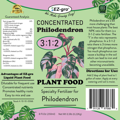 EZ-GRO Liquid Philodendron Fertilizer - Indoor Plant Food with Ratio of 3 1 2 NPK Fertilizer for Philodendron Plant | Premium Indoor Plant Fertilizers for Healthy Growth