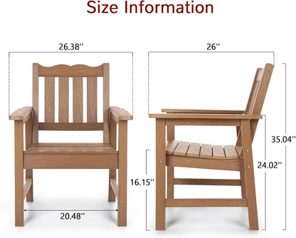 Stoog All-Weather Patio Chairs Set of 2, Oversized Garden Chair with 400 lbs Weight Capacity, Easy to Assemble, Outdoor Chair for Patio, Backyard Deck, Fire Pit & Lawn Porch, Teak