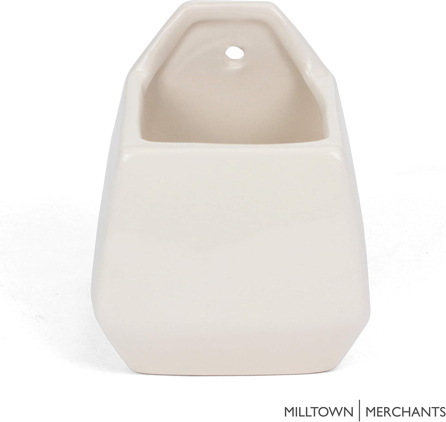 Milltown Merchants Succulent Wall Planter - Black Ceramic Planter - Succulent Plant Pot - Hanging Vase for Living Wall (1 Pack/Contemporary/White)