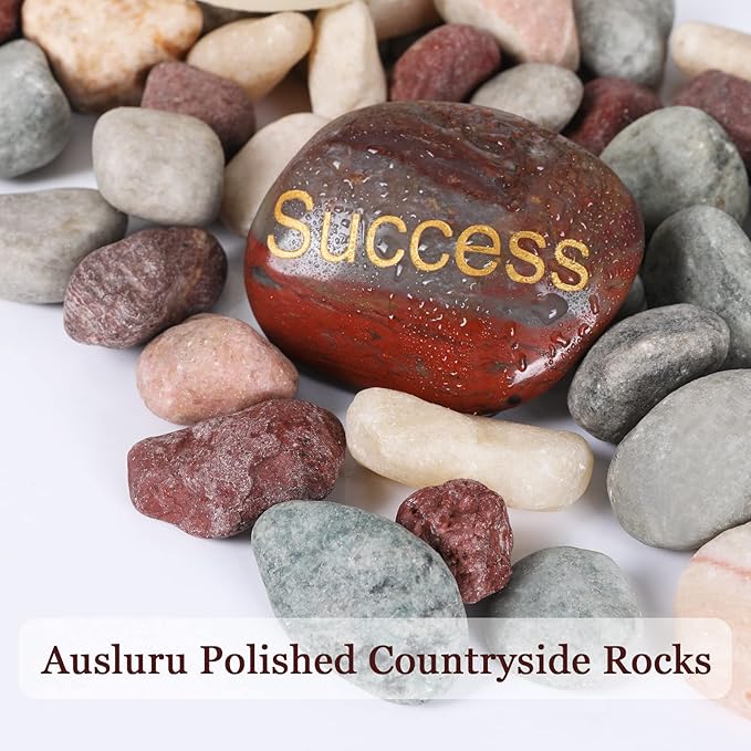 5lbs Natural River Rocks, Polished Pebbles for Plants Garden, 1-2 inch Decorative Countryside Stones, Ideal for Fish Tank, Vases, Crafting, Garden Landscaping Rocks,Countryside