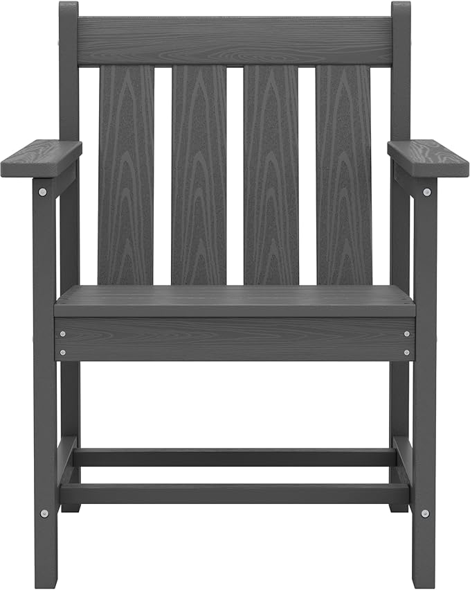 SERWALL 3 Pieces Patio Bistro Set, All Weather Adirondack Chair Set with Side Table, HDPE Material Outdoor Patio Furniture Set for Balcony, Porch, Garden, Backyard- Gray