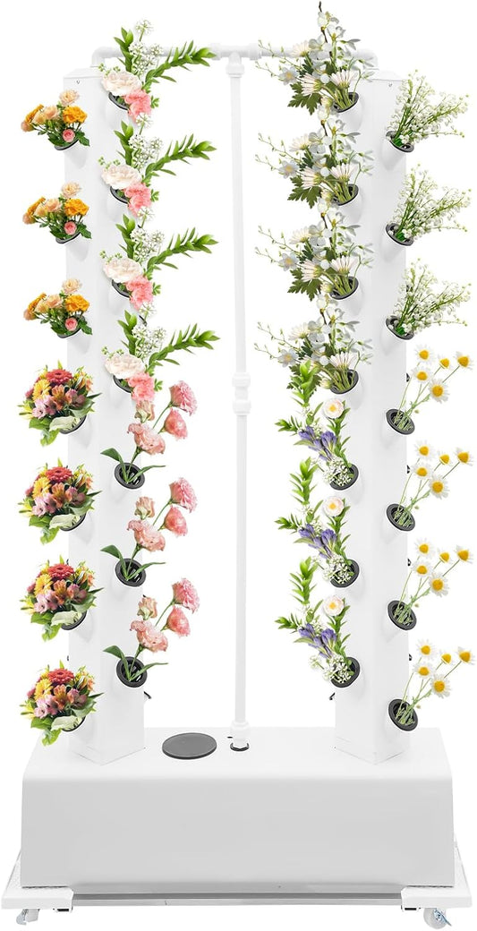 Hydroponic Growing Tower System Kit, 56-Plant Vertical Hydroponics Garden Tower with LED Grow Light, for Outdoor Indoor Herbs Fruits Vegetables Smart Garden Planter Kit