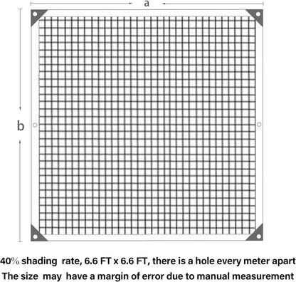 winemana 40% Black Shade Cloth, 6.6 x 6.6 FT Durable Mesh Tarp with Grommets, Resistant Garden Sun Shade Netting, Shading Antifreezing for Pergola, Greenhouse, Plants Growing, Chicken Coop