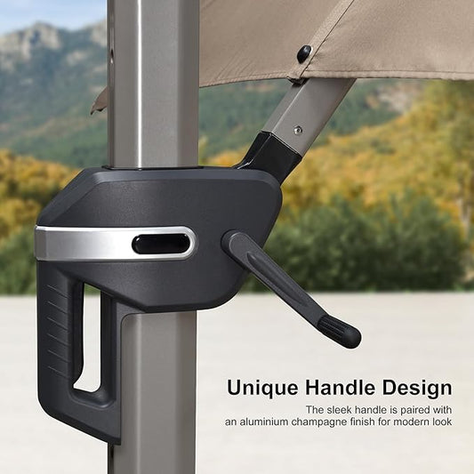 PURPLE LEAF Patio Umbrella with Base Included, 9ft Outdoor Aluminum Cantilever Umbrella with 360° Rotation, Aluminum Large Offset Umbrella for Outdoor Garden Pool, Taupe