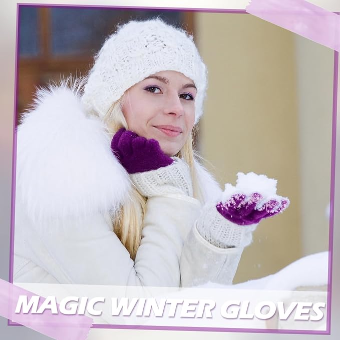 SATINIOR Magic Winter Gloves Unisex Gloves Knit Stretchy Mitten Full Fingers Warm Mitten for Men Women Sports