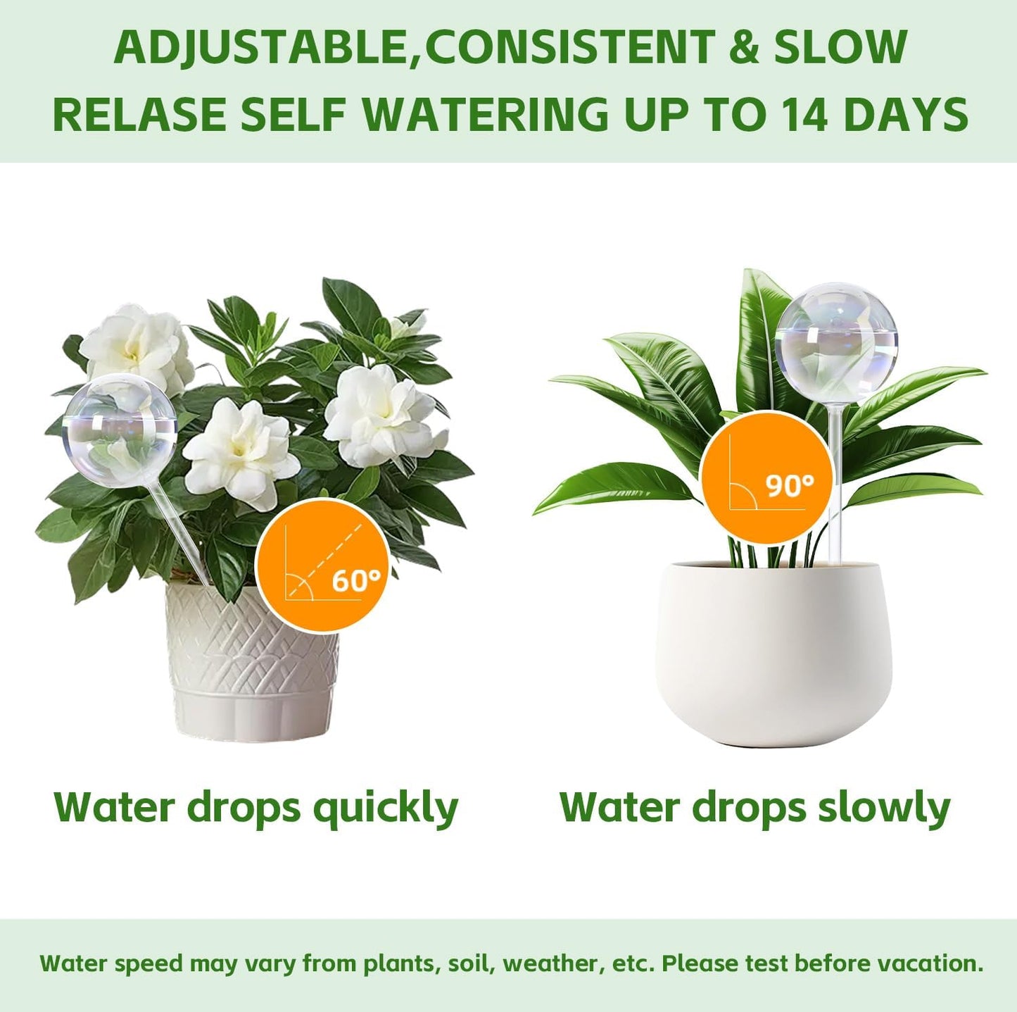 13oz Self Watering Globes (4 Pack),Large Glass Plant Water Bulbs for Vacation, Automatic Drip Irrigation,Iridescent Rainbow Watering Stakes for Indoor & Outdoor Plants (Up to 2 Weeks Hydration)