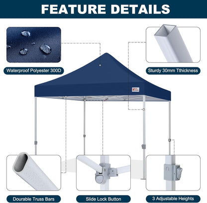 MASTERCANOPY Pop Up Canopy Tent Commercial Grade 10x10 Instant Shelter (Navy Blue)
