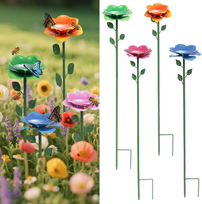 Bee Watering Station, Butterfly Feeder, Metal Bee Water Feeder with Flower Design,Elegant Outdoor Rose Yard & Patio Decoration (4PCS)