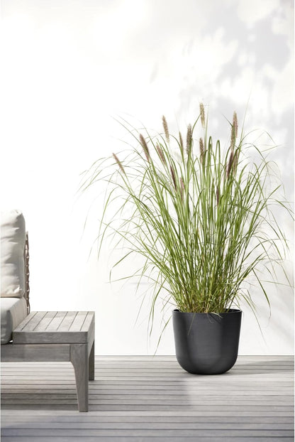 Ecopots Oslo Durable Modern Round Indoor/Outdoor Recycled-Based Composite Flower Pot Planter, Grey, 10"