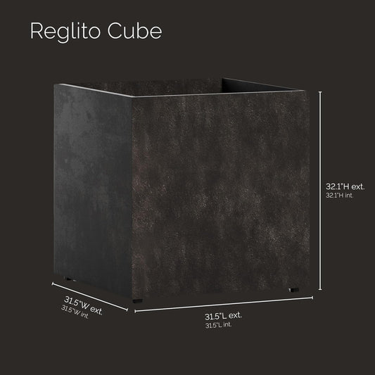 Reglito Cube Planter - 31.5 in x 31.5 in x 31.5 in - Brown Stone