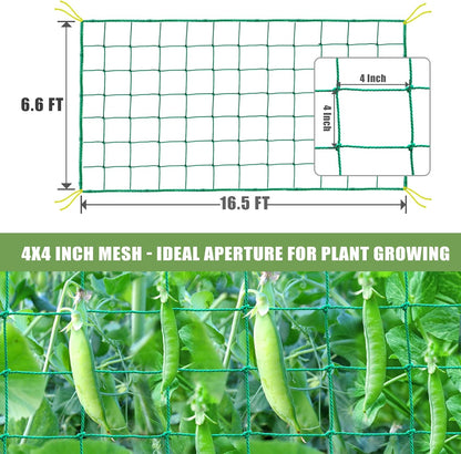 Trellis Netting, Garden Trellis Netting for Climbing Plants, 16.5x6.6Ft Plant Netting for Cucumber, Tomato, 27 Strands Nylon & 4x4 Inch Mesh, Grow Net for Vines, Fruits, Vegetables, Grapes, Beans,Peas