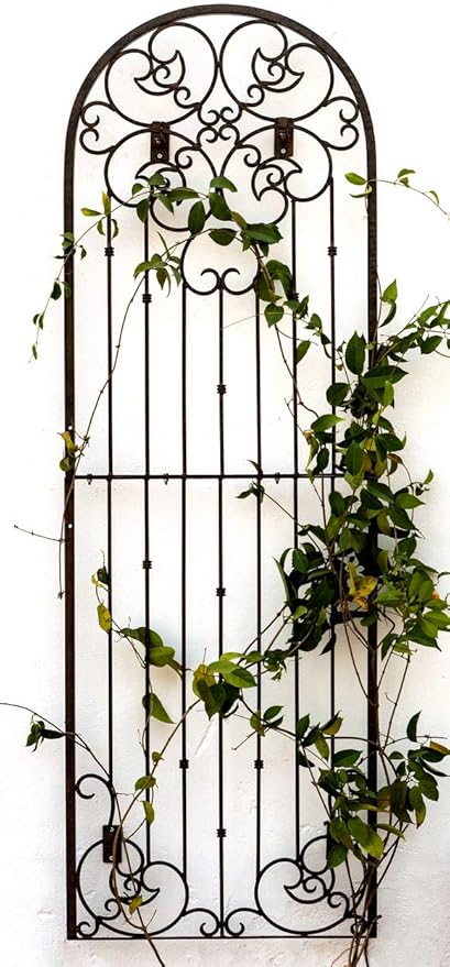 H Potter Outdoor Metal Wall Art Decor or Trellis for Climbing Plants Garden Panel Roses Vines Privacy Includes Brackets for Hanging X Large with 4 Mounts