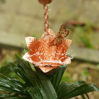 Topadorn 8.7 FT Rain Chain Iron Butterfly Gutter Chains with 10 Rain Collector Thick Iron Flower Cups Garden Decoration