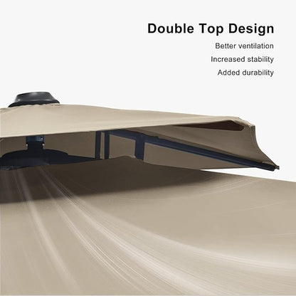 PURPLE LEAF 12 FT Cantilever Patio Umbrella Outdoor Umbrella with 330lbs Base Large Square Windproof Offset Umbrella for Pool Deck Garden, Sand Dune