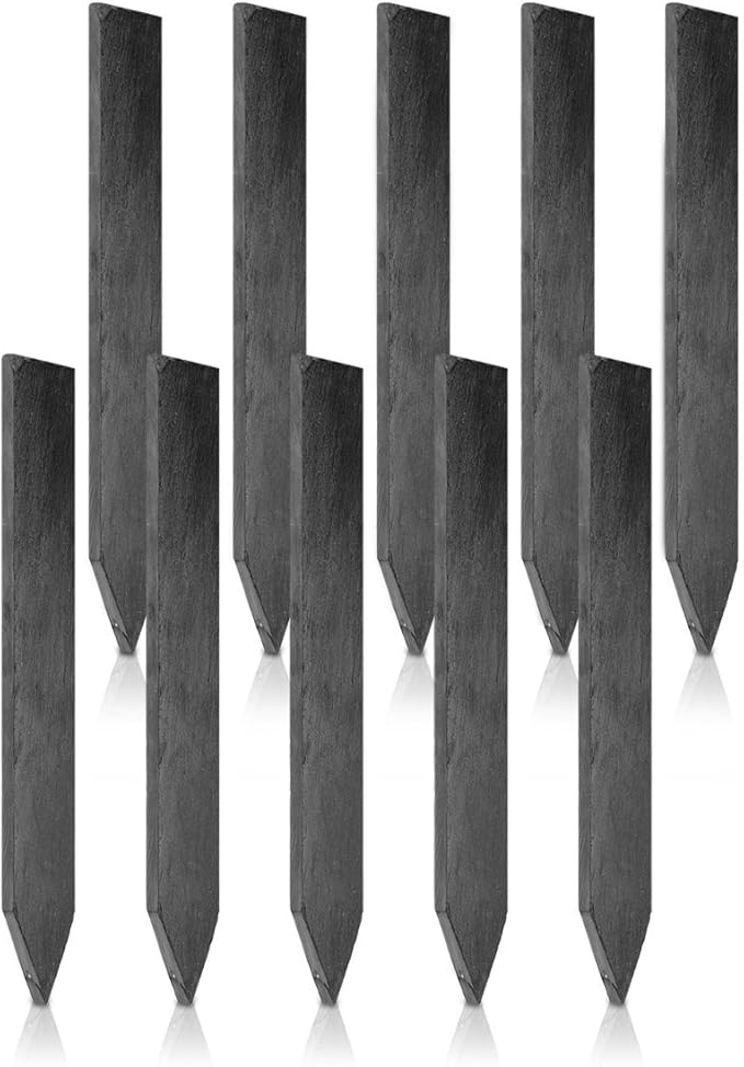Navaris Slate Plant Labels (10 Pieces) - Set of 10 Natural Garden Markers for Herbs, Pots and Garden - Reusable Tags with Chalk - Size S