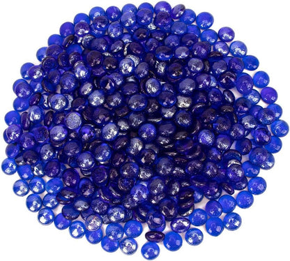 18 LB Fire Glass Beads Fireglass Drops for Gas Fire Pit Fireplace Cobalt Blue Luster Reflective Decorative Glass Gems Rocks Pebbles Stone for Vase Fillers Aquarium Fish Tank Decoration (Cobalt Blue)