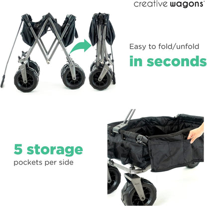 Creative Outdoor All-Terrain Deluxe Wagon | 360 Swivel All Terrain Wheels | Great for Beach, Park, Garden & Tailgate | Multiple Color Options