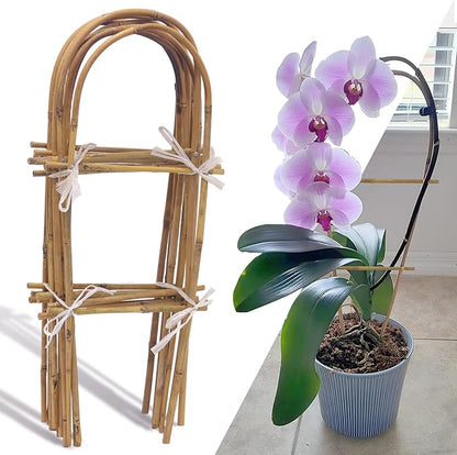 10 Pack 2ft U-Shape Bamboo Trellis for Climbing Plants, Natural Garden Trellis for Tomatoes, Cucumbers, Potted Plants, Vegetables Indoor Outdoor