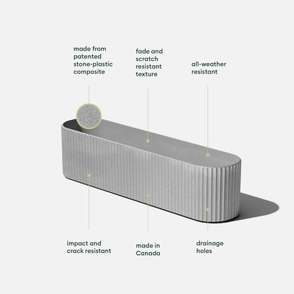 Veradek Demi Series Window Box Planter - Long Planter Box for Windowsill/Balcony | Durable Plastic-Stone Composite Material | Modern Décor for Flowers/Herbs